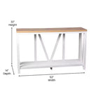 Merrick Lane Table console moderne en bois composite style ferme avec entretoises en bois et étagère inférieure