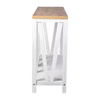 Merrick Lane Table console moderne en bois composite style ferme avec entretoises en bois et étagère inférieure