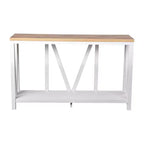Merrick Lane Table console moderne en bois composite style ferme avec entretoises en bois et étagère inférieure