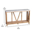 Merrick Lane Table console moderne en bois composite style ferme avec entretoises en bois et étagère inférieure