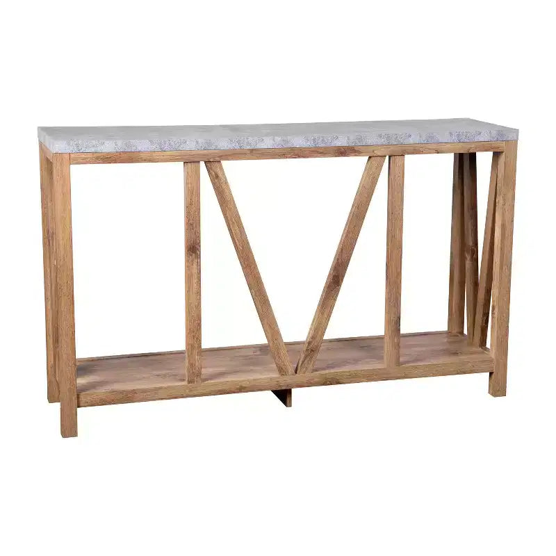 Merrick Lane Table console moderne en bois composite style ferme avec entretoises en bois et étagère inférieure