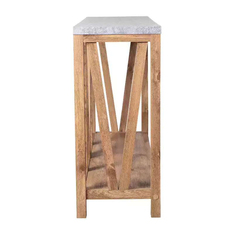Merrick Lane Table console moderne en bois composite style ferme avec entretoises en bois et étagère inférieure