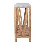 Merrick Lane Table console moderne en bois composite style ferme avec entretoises en bois et étagère inférieure