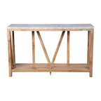 Merrick Lane Table console moderne en bois composite style ferme avec entretoises en bois et étagère inférieure