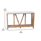 Merrick Lane Table console moderne en bois composite style ferme avec entretoises en bois et étagère inférieure