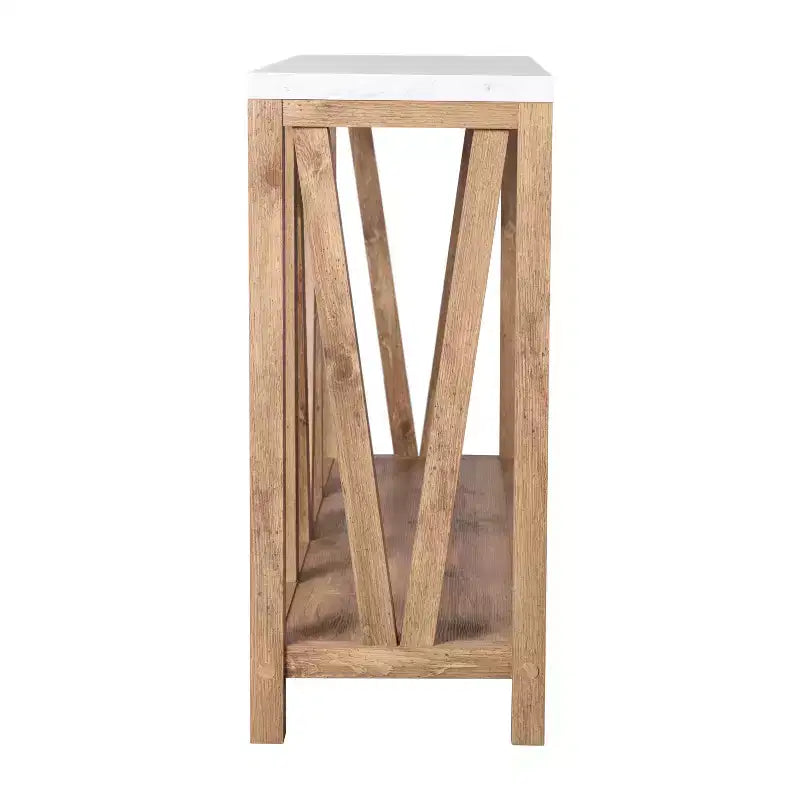 Merrick Lane Table console moderne en bois composite style ferme avec entretoises en bois et étagère inférieure