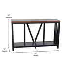Merrick Lane Table console moderne en bois composite style ferme avec entretoises en bois et étagère inférieure