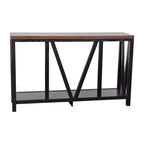 Merrick Lane Table console moderne en bois composite style ferme avec entretoises en bois et étagère inférieure