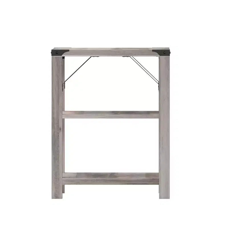 Table d'appoint Merrick Lane moderne style « ferme » en bois composite avec deux étagères et accents en acier thermolaqué