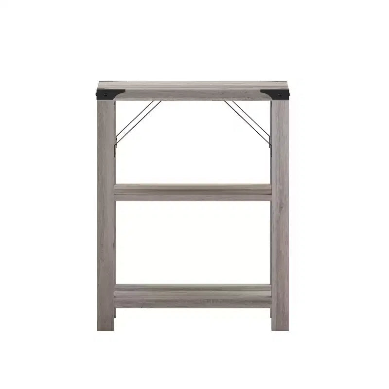 Table d'appoint Merrick Lane moderne style « ferme » en bois composite avec deux étagères et accents en acier thermolaqué