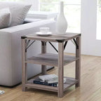 Table d'appoint Merrick Lane moderne style « ferme » en bois composite avec deux étagères et accents en acier thermolaqué