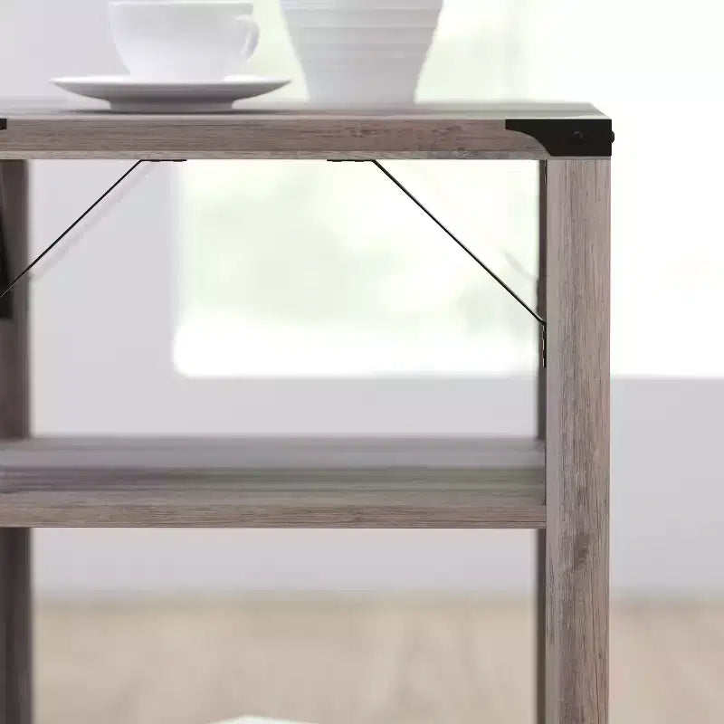 Table d'appoint Merrick Lane moderne style « ferme » en bois composite avec deux étagères et accents en acier thermolaqué