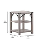 Table d'appoint Merrick Lane moderne style « ferme » en bois composite avec deux étagères et accents en acier thermolaqué