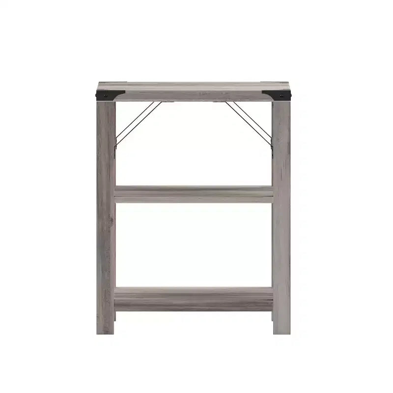 Table d'appoint Merrick Lane moderne style « ferme » en bois composite avec deux étagères et accents en acier thermolaqué