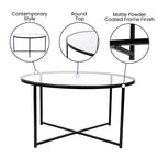 Table basse Emma et Oliver Glass Living Room avec cadre en métal entrecroisé