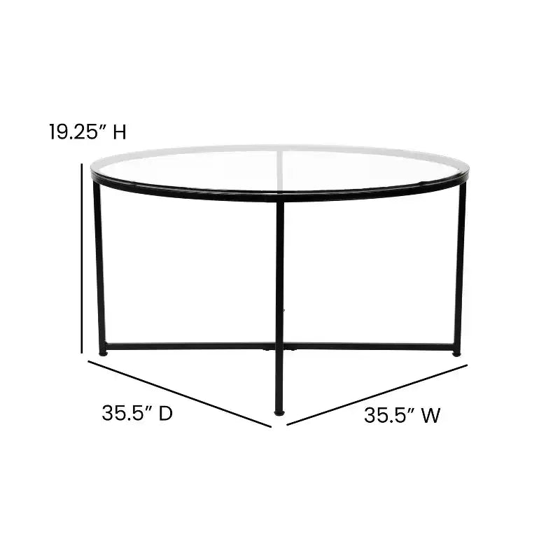 Table basse Emma et Oliver Glass Living Room avec cadre en métal entrecroisé