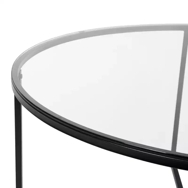 Table basse Emma et Oliver Glass Living Room avec cadre en métal entrecroisé