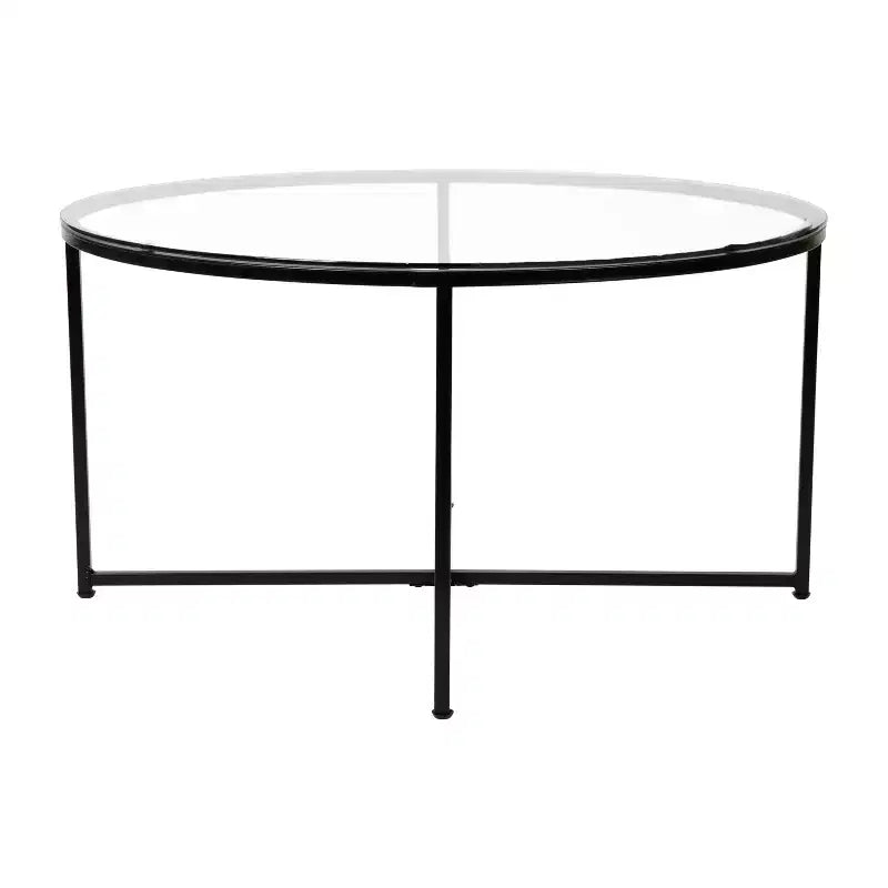 Table basse Emma et Oliver Glass Living Room avec cadre en métal entrecroisé