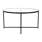 Table basse Emma et Oliver Glass Living Room avec cadre en métal entrecroisé