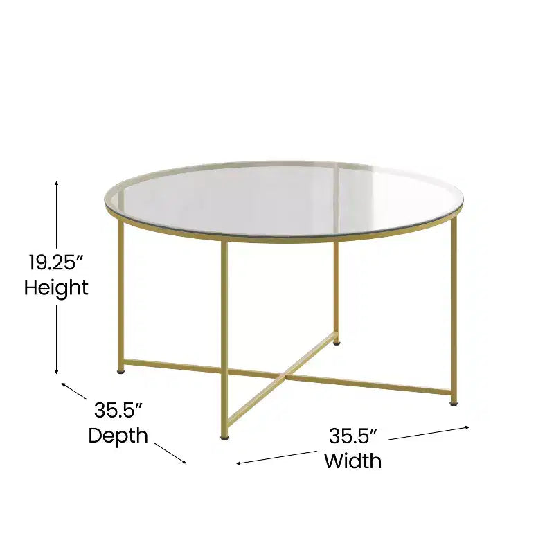 Table basse Emma et Oliver Glass Living Room avec cadre en métal entrecroisé