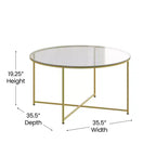 Table basse Emma et Oliver Glass Living Room avec cadre en métal entrecroisé
