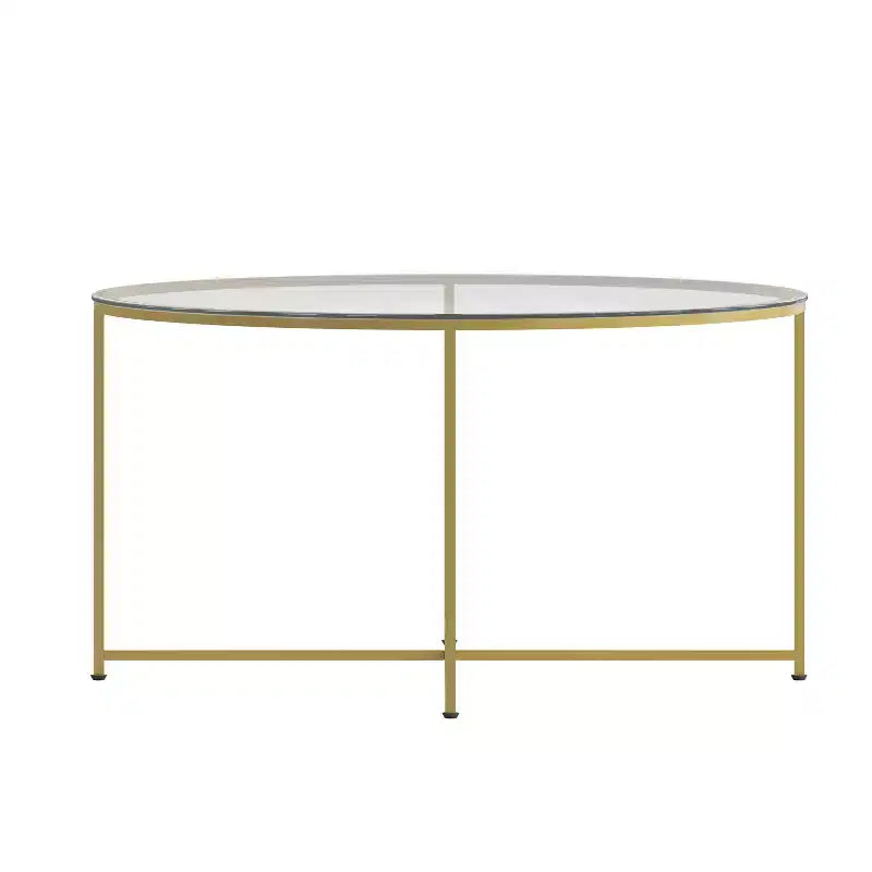 Table basse Emma et Oliver Glass Living Room avec cadre en métal entrecroisé