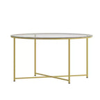 Table basse Emma et Oliver Glass Living Room avec cadre en métal entrecroisé