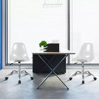 Costway Lot de 2 Chaises de Bureau sans Accoudoirs en Acrylique à Roulettes Chaise de Coiffeuse Pivotante Transparente Réglable
