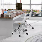 Costway Lot de 2 Chaises de Bureau sans Accoudoirs en Acrylique à Roulettes Chaise de Coiffeuse Pivotante Transparente Réglable