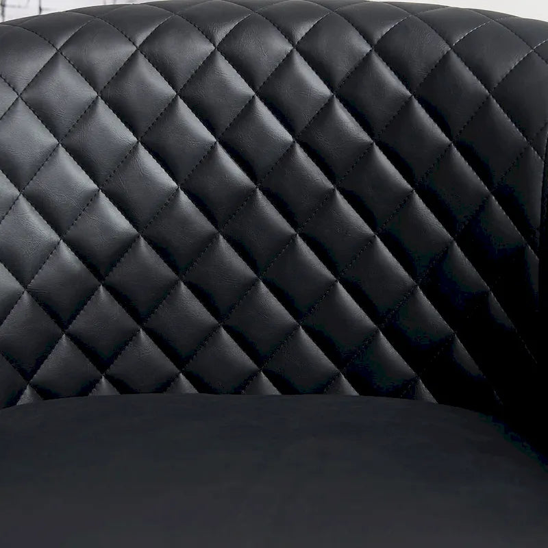 Fauteuil pivotant rond en similicuir capitonné KINWELL, 73,6 cm de large