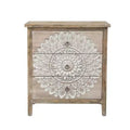 LuxenHome 3-Drawer 28.2 H x 25.2 W Natural Wood White Floral Accent Chest. Brown