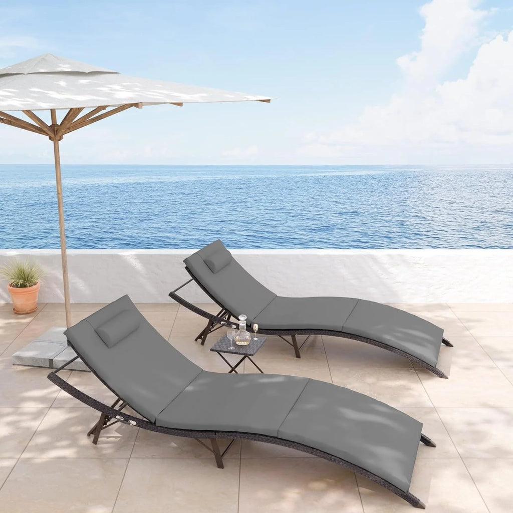 Kullavik – Ensemble de 3 chaises longues d'extérieur