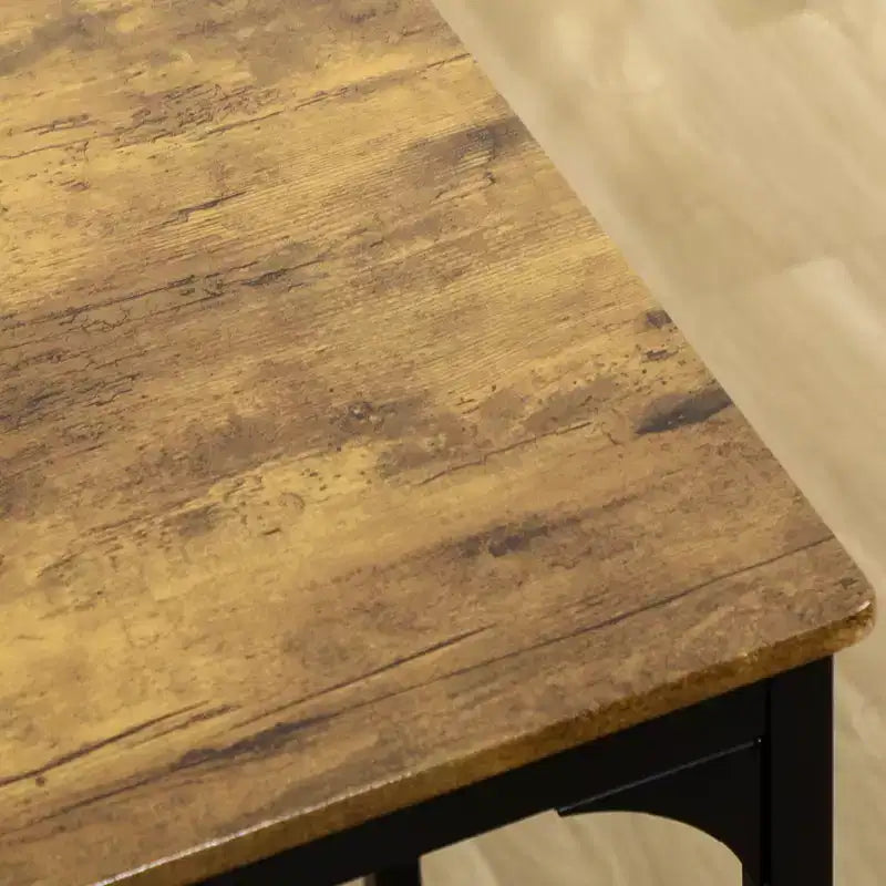 HOMCOM Ensemble 5 Pièces Table de Bar Hauteur Comptoir et Chaises, Table de Bar Rustique avec Tabourets, Table de Cuisine avec 4 Chaises et Plateau en Bois