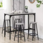 HOMCOM Ensemble 5 Pièces Table de Bar Hauteur Comptoir et Chaises, Table de Bar Rustique avec Tabourets, Table de Cuisine avec 4 Chaises et Plateau en Bois