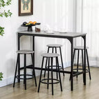 HOMCOM Ensemble 5 Pièces Table de Bar Hauteur Comptoir et Chaises, Table de Bar Rustique avec Tabourets, Table de Cuisine avec 4 Chaises et Plateau en Bois