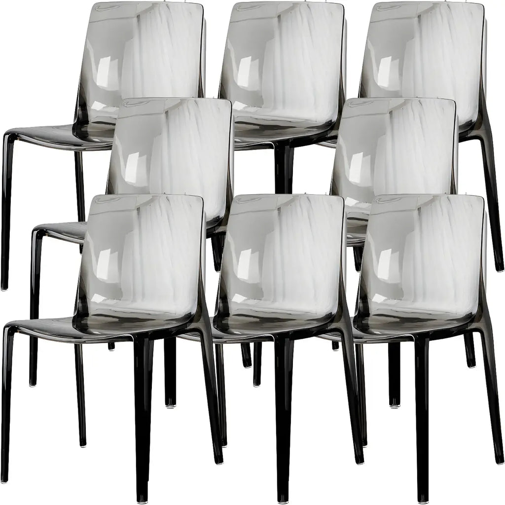 Chaise de salle à manger en acrylique ambré sans accoudoirs et à dossier bas