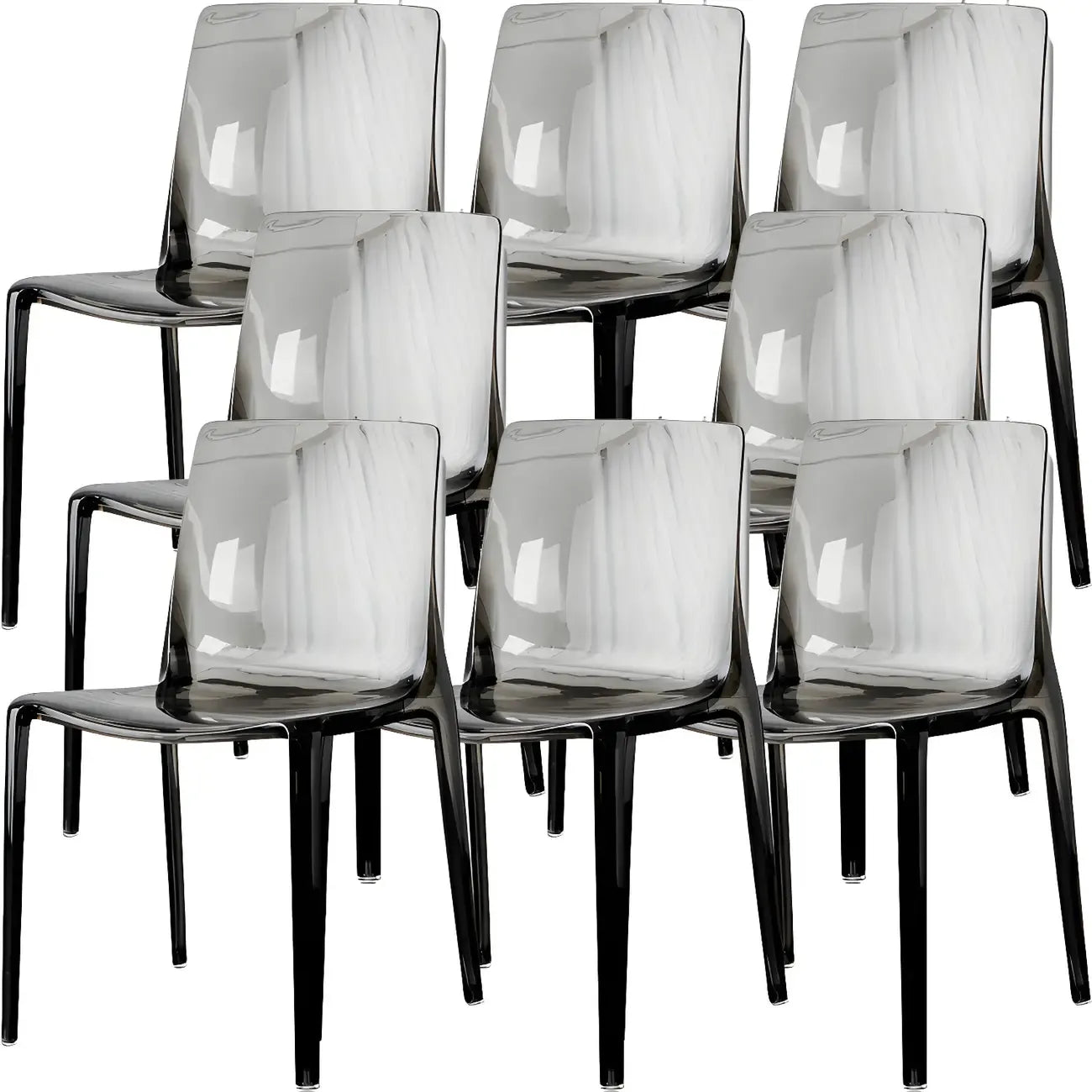 Chaise de salle à manger en acrylique ambré sans accoudoirs et à dossier bas