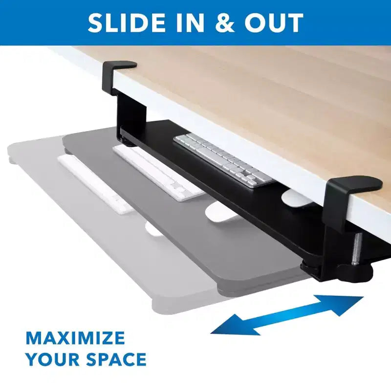 Mount-It! Tiroir coulissant pour clavier sous le bureau | Plateforme coulissante pour clavier et souris sous le bureau | Tiroir rétractable | Aucun assemblage de vis ou de rayures