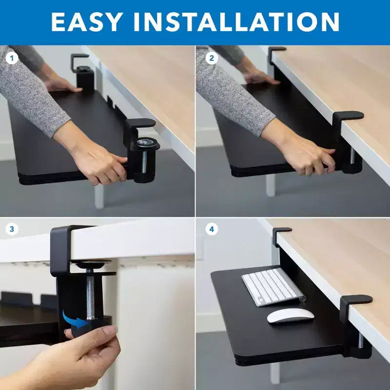 Mount-It! Tiroir coulissant pour clavier sous le bureau | Plateforme coulissante pour clavier et souris sous le bureau | Tiroir rétractable | Aucun assemblage de vis ou de rayures