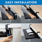 Mount-It! Tiroir coulissant pour clavier sous le bureau | Plateforme coulissante pour clavier et souris sous le bureau | Tiroir rétractable | Aucun assemblage de vis ou de rayures