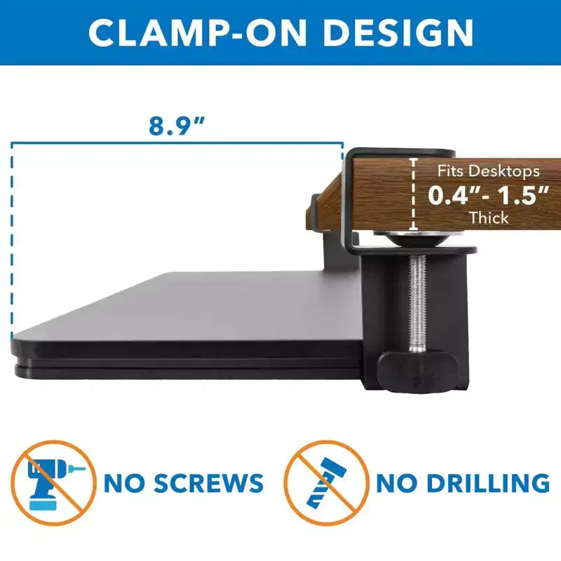 Mount-It! Tiroir coulissant pour clavier sous le bureau | Plateforme coulissante pour clavier et souris sous le bureau | Tiroir rétractable | Aucun assemblage de vis ou de rayures