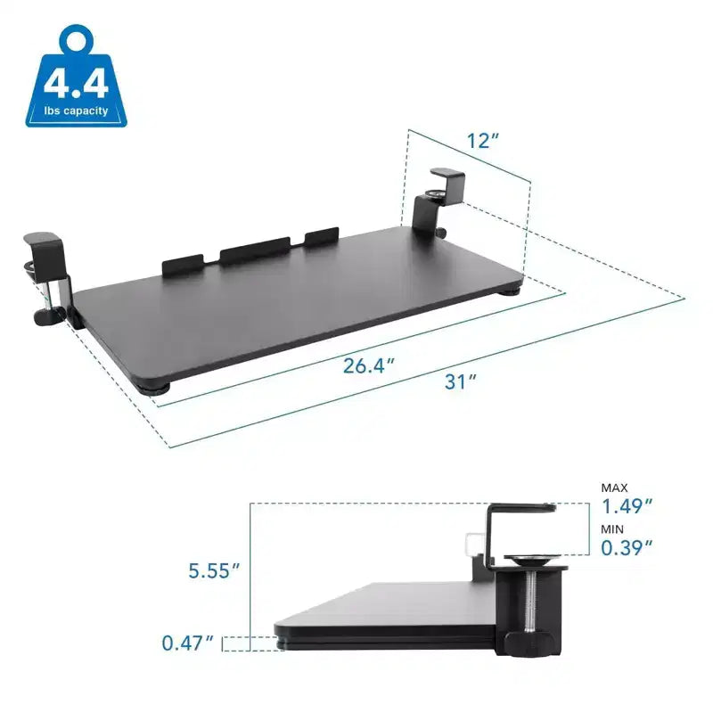 Mount-It! Tiroir coulissant pour clavier sous le bureau | Plateforme coulissante pour clavier et souris sous le bureau | Tiroir rétractable | Aucun assemblage de vis ou de rayures