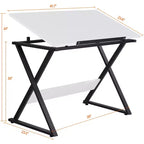 Table à dessin Yaheetech minimaliste pour artistes, plateau blanc