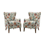 Set of 2 Nikolaus Comfy Living Room Armchair with Floral Fabric Pattern| ART OF LIVING DESIGNS-RED