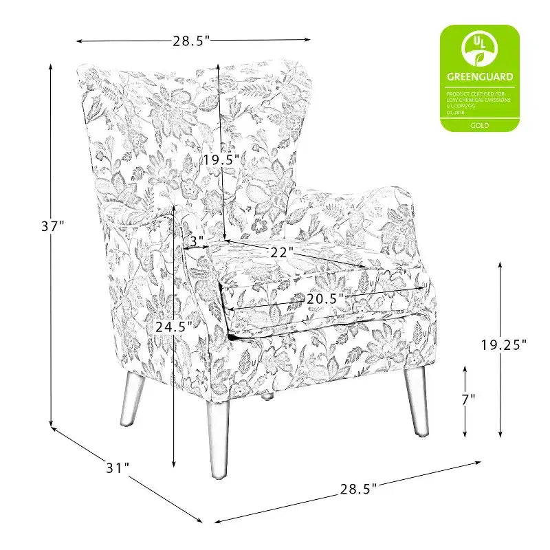 Lot de 2 fauteuils de salon confortables Nikolaus avec motif floral | ART OF LIVING DESIGNS-ROUGE