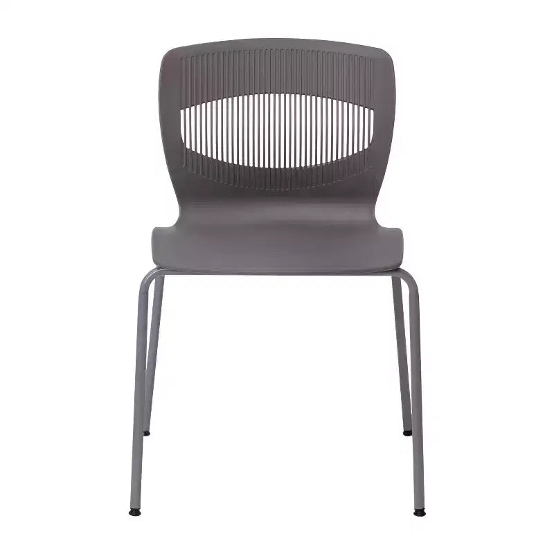 Emma et Oliver Lot de 5 chaises empilables ergonomiques en polypropylène très résistantes avec support lombaire et cadre en acier, capacité de 350 kg