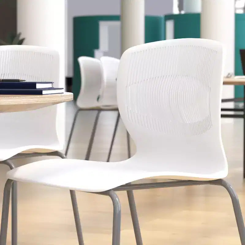 Emma et Oliver Lot de 5 chaises empilables ergonomiques en polypropylène très résistantes avec support lombaire et cadre en acier, capacité de 350 kg