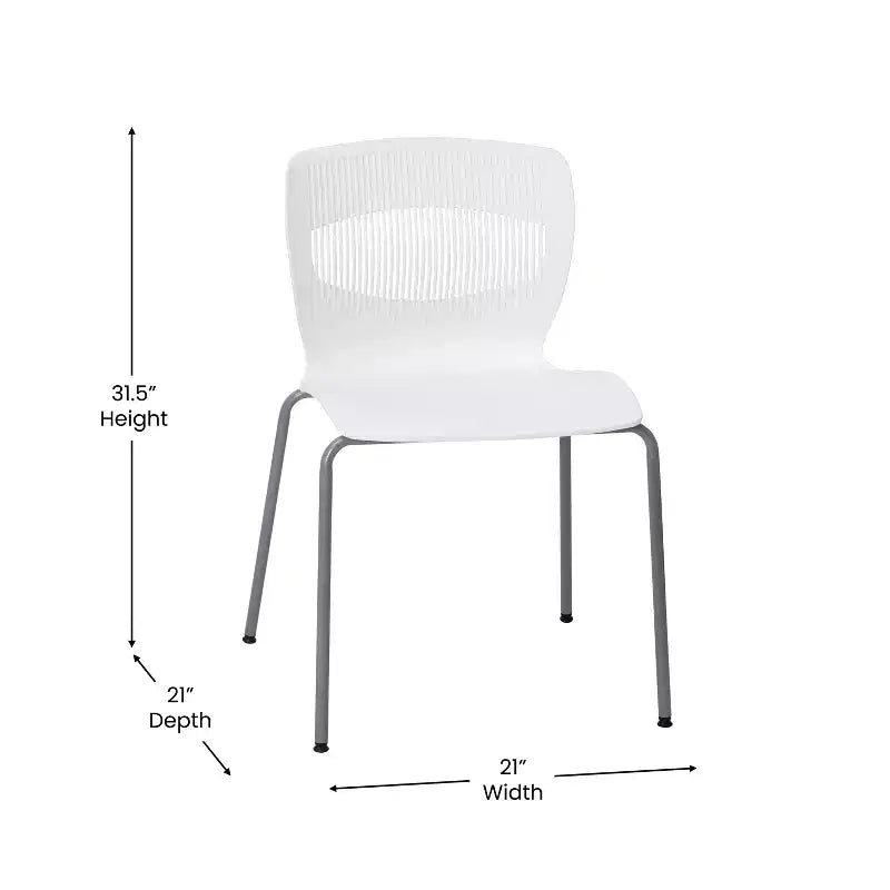Emma et Oliver Lot de 5 chaises empilables ergonomiques en polypropylène très résistantes avec support lombaire et cadre en acier, capacité de 350 kg