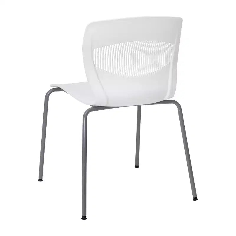 Emma et Oliver Lot de 5 chaises empilables ergonomiques en polypropylène très résistantes avec support lombaire et cadre en acier, capacité de 350 kg