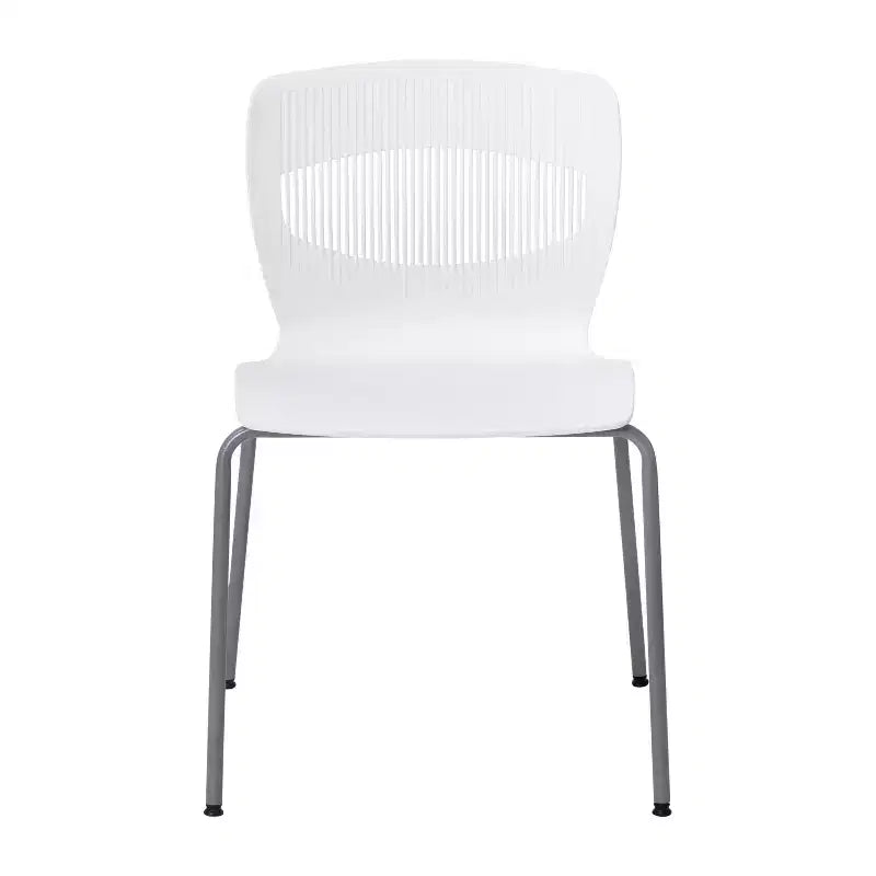 Emma et Oliver Lot de 5 chaises empilables ergonomiques en polypropylène très résistantes avec support lombaire et cadre en acier, capacité de 350 kg